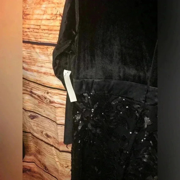 VENUS Black Sequin Lace High-Low Long Sleeve Dress size 12 - Picture 11 of 16